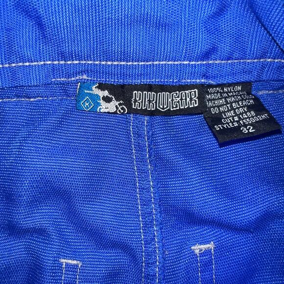 Vintage Kikwear Nylon Blue Wide Leg Pants size 32 Skater Rave Grunge drawstring - Picture 10 of 10